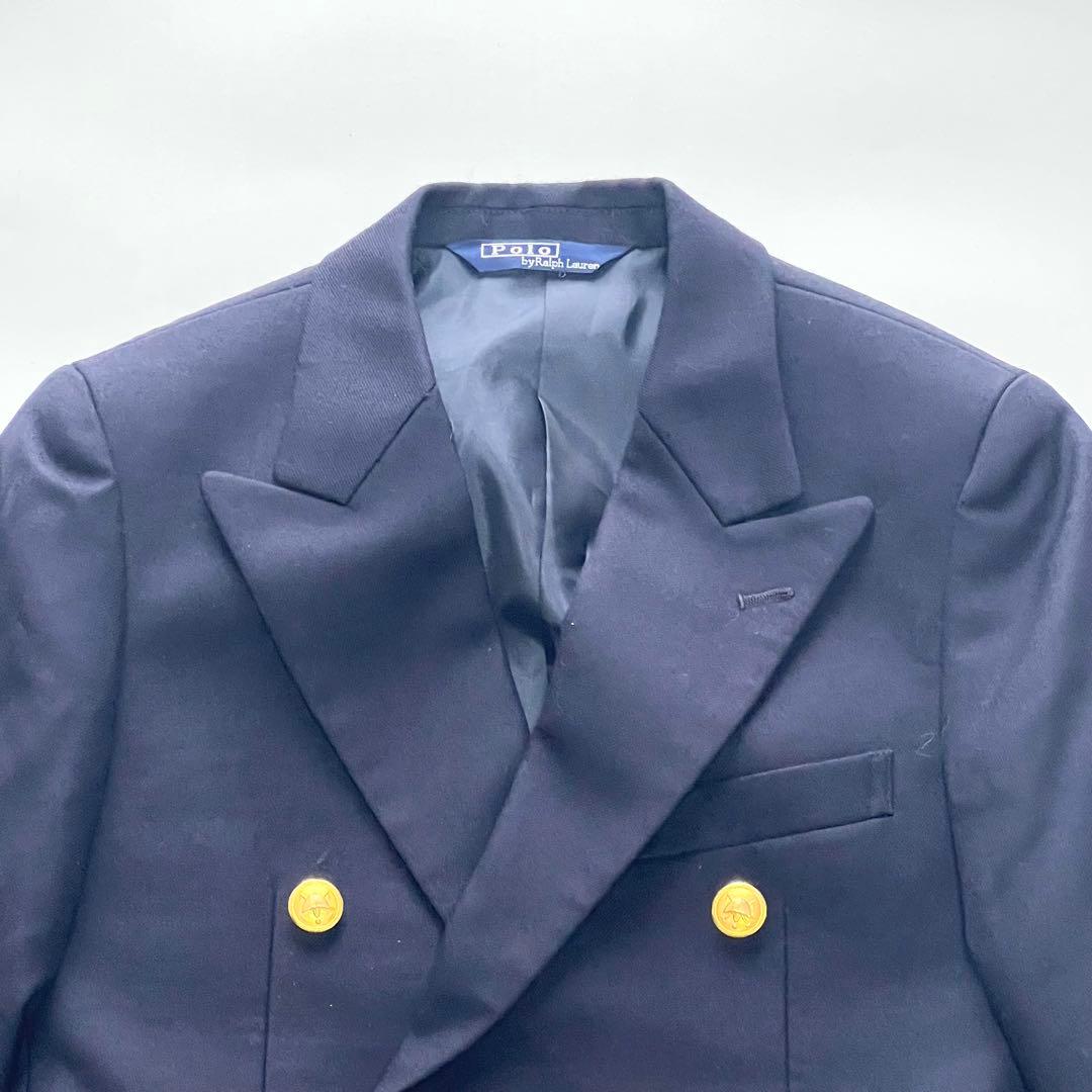 【美品】ポロラルフローレン　キッズ紺ブレスーツ上下セット　金ボタン　130