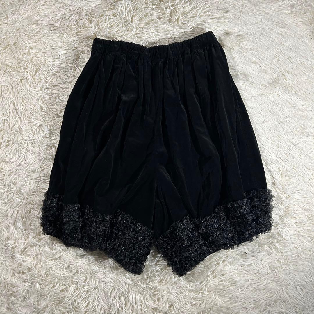 AD2012 archive フリルベロアサルエルパンツ 黒 ワイド