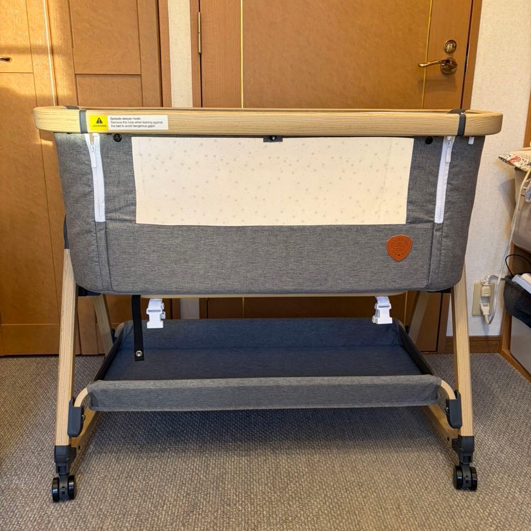 HZDMJ ベビーベッド　折りたたみ式　添い寝 グレー