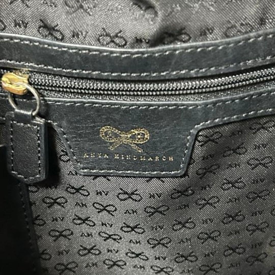 アニヤハインドマーチ　ショルダーバッグ　レザー　ブラック　フリンジトートバッグ