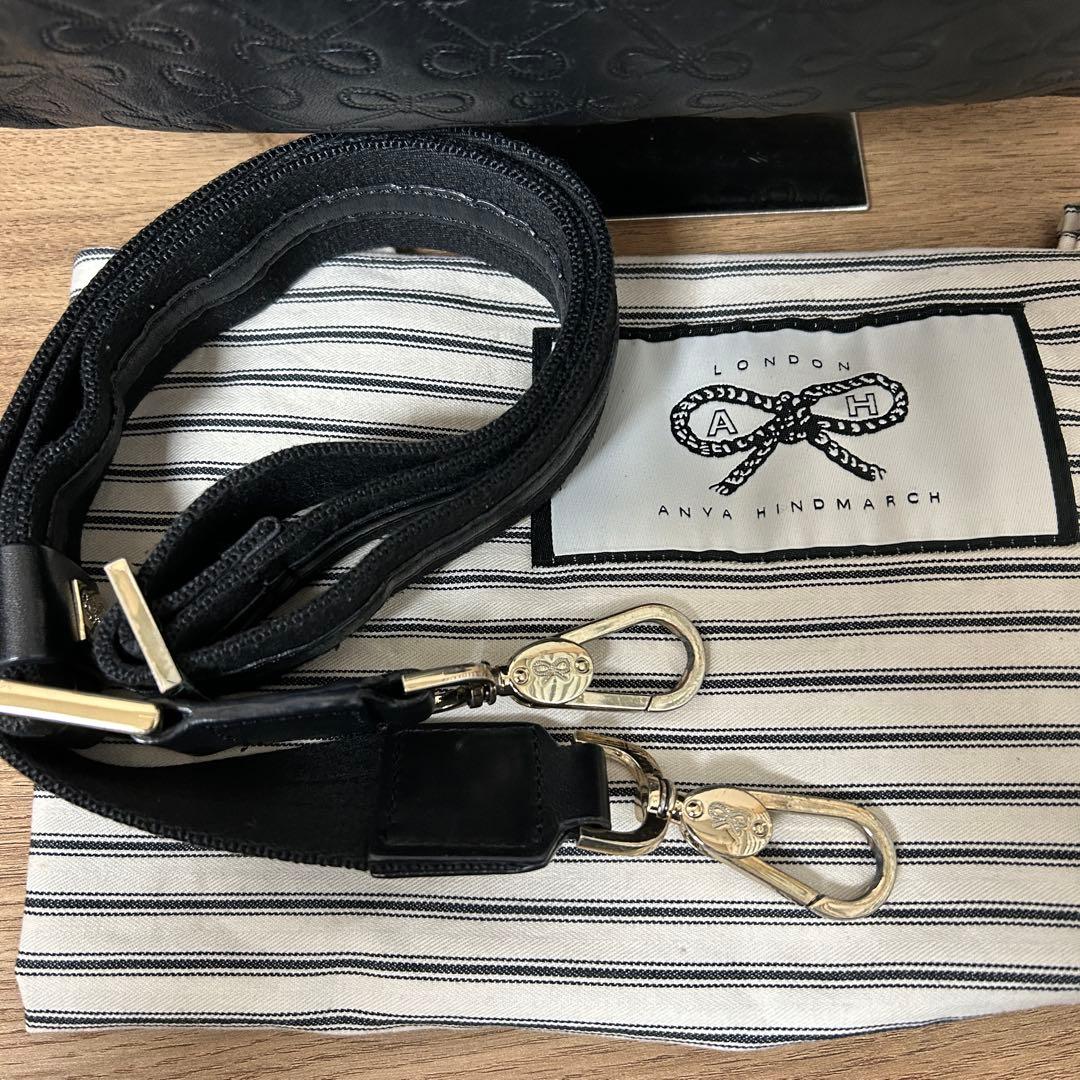 アニヤハインドマーチ　ショルダーバッグ　レザー　ブラック　フリンジトートバッグ