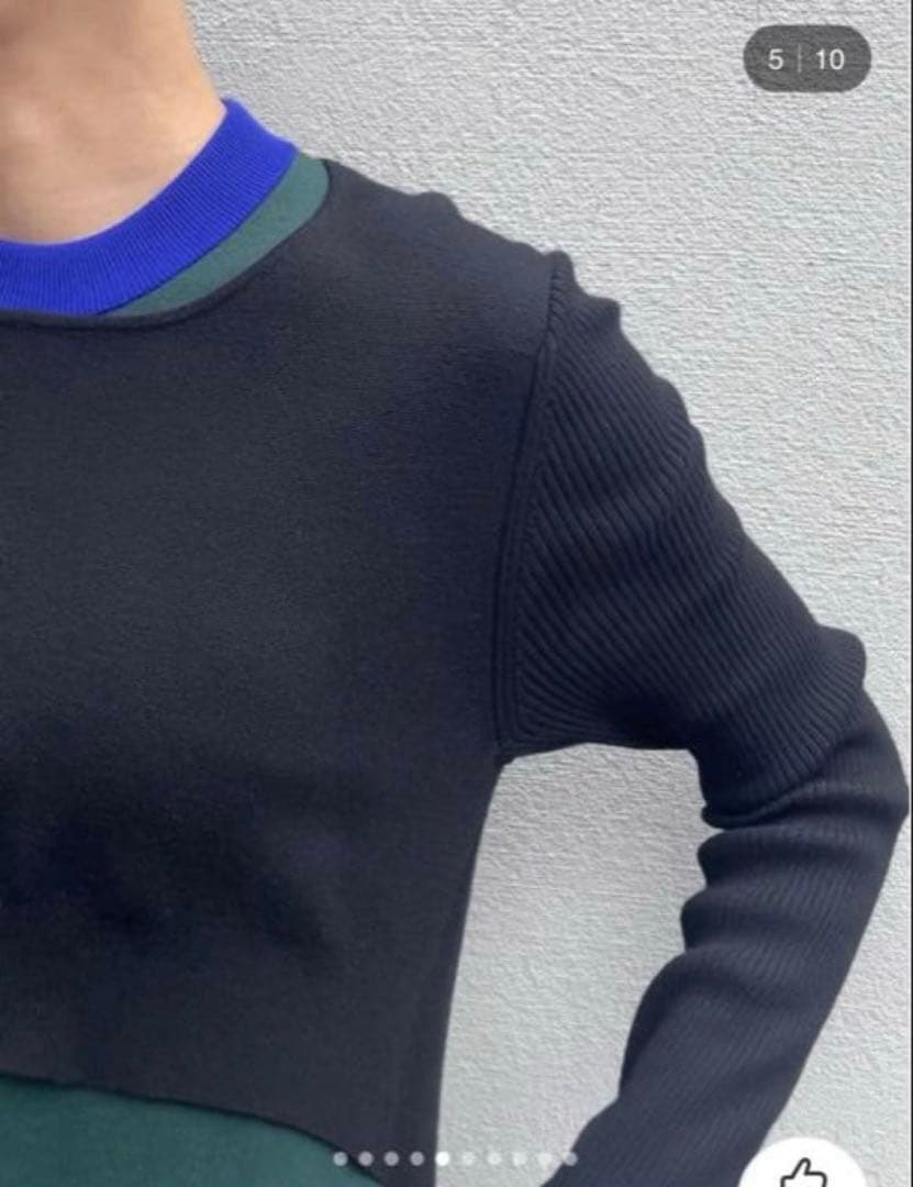 美品★ レイヤードミックスデザインニットワンピース