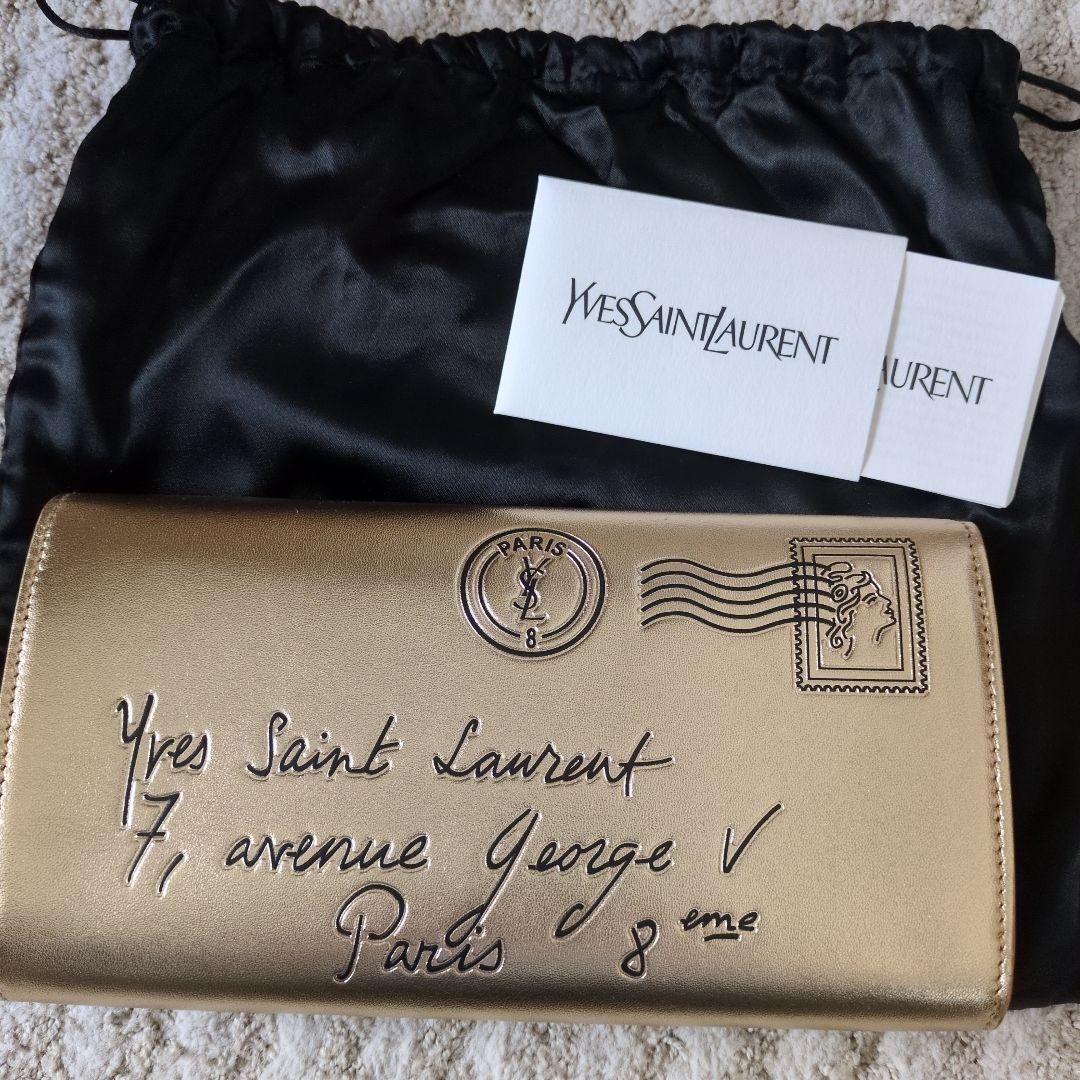 Yves Saint Laurent ゴールドクラッチバッグ