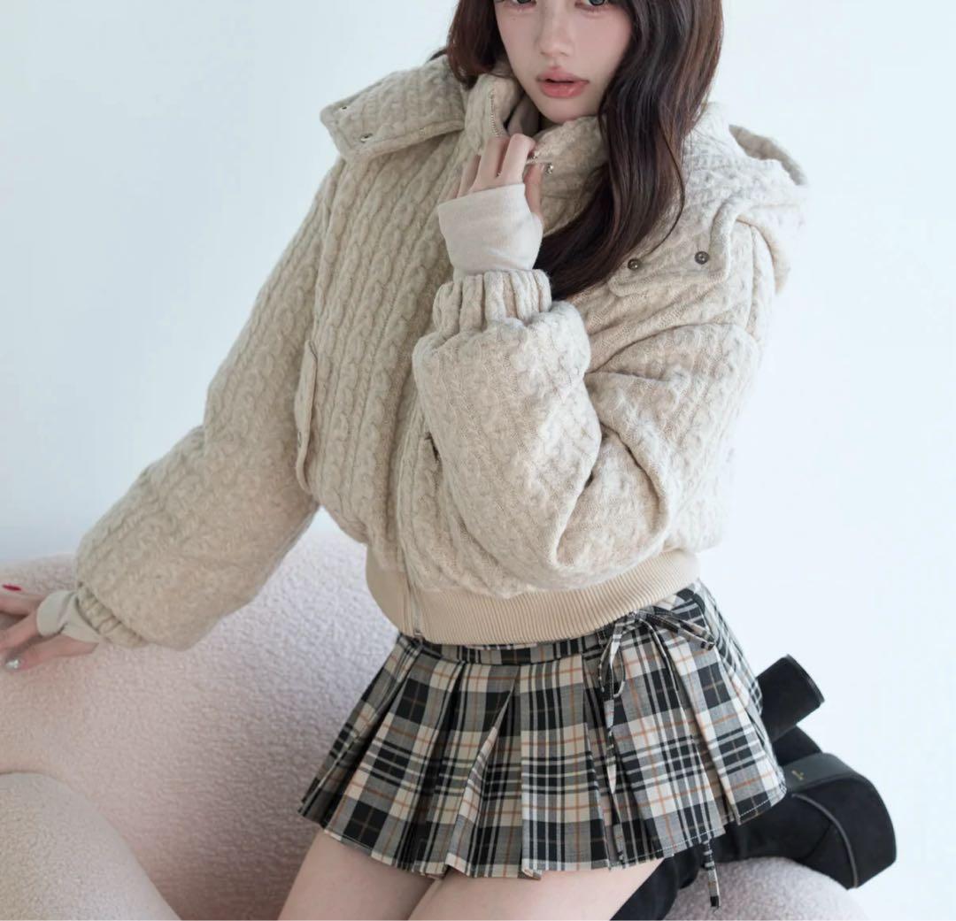 む*む様 Bunnylis ケーブルニットキルティングジャケット