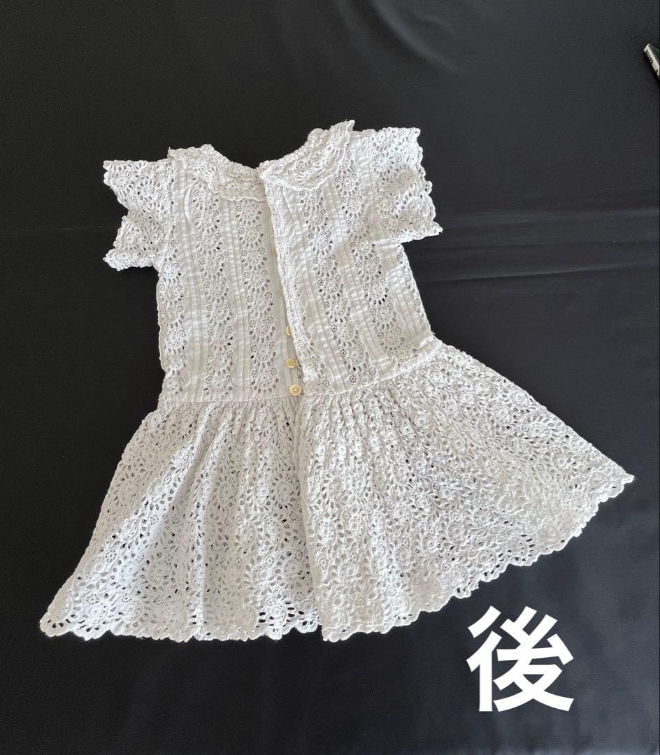 【アンティーク】ドール用ドレス▪️カットワークレース▪️大きなドールに