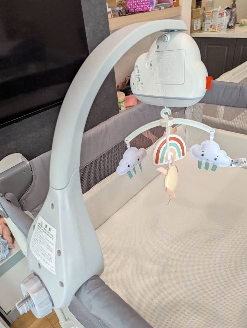 【美品】ApricaココネルベビーABグレーベア　電動メリー付き