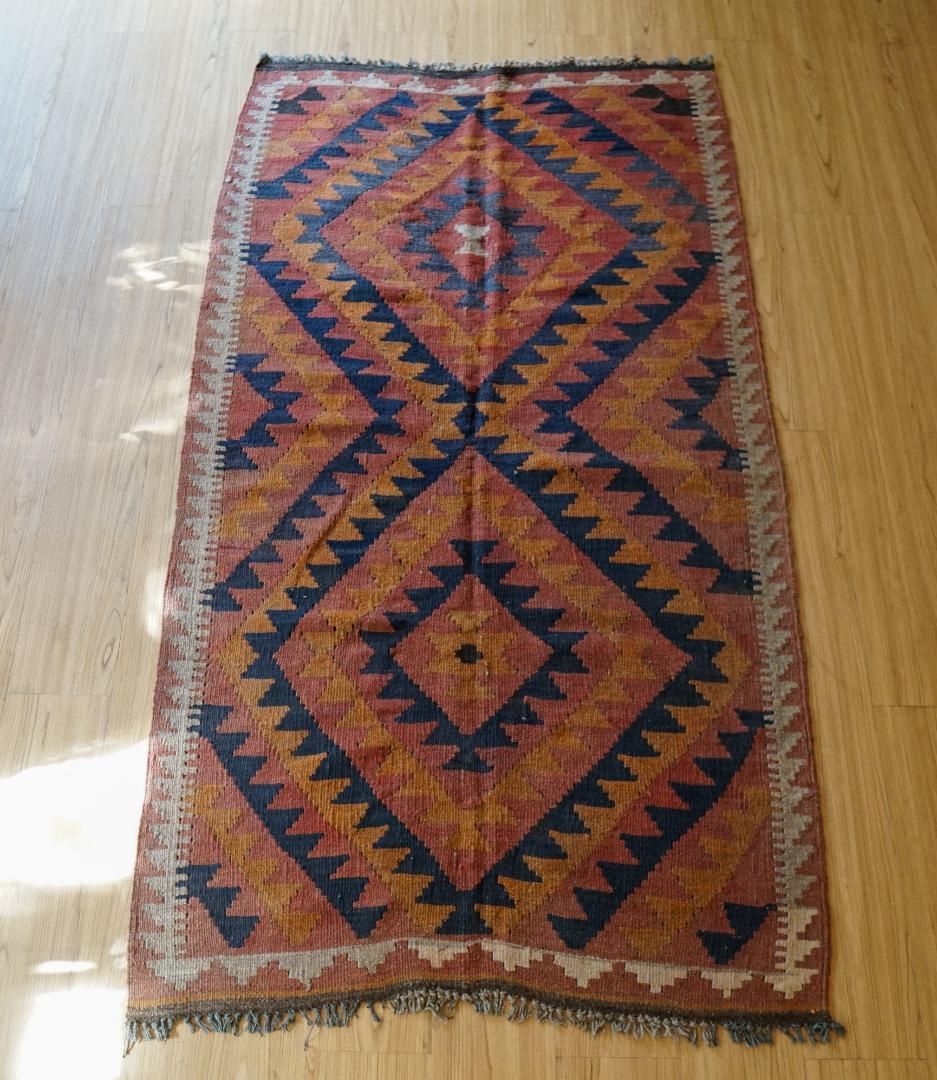 165×94cm アフガンオールド手織りキリム トライバルラグ　ヴィンテージラグ