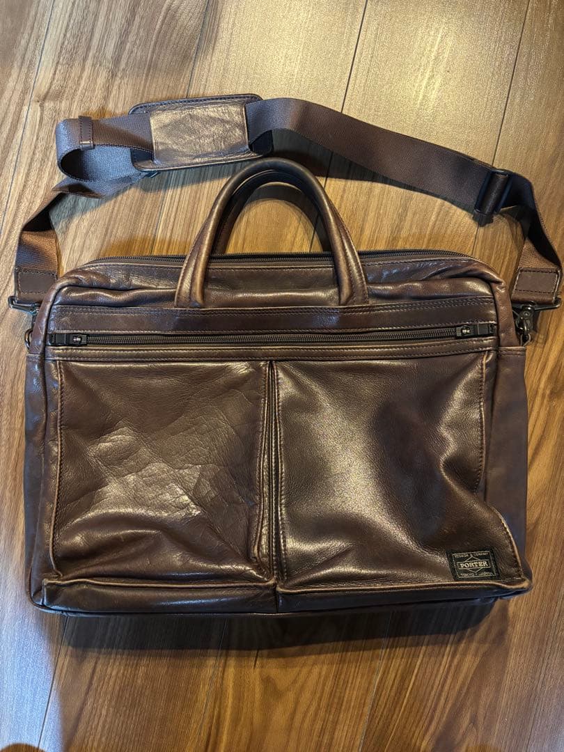 【ユッキー】PORTER ビジネスバッグ ブラウン レザー