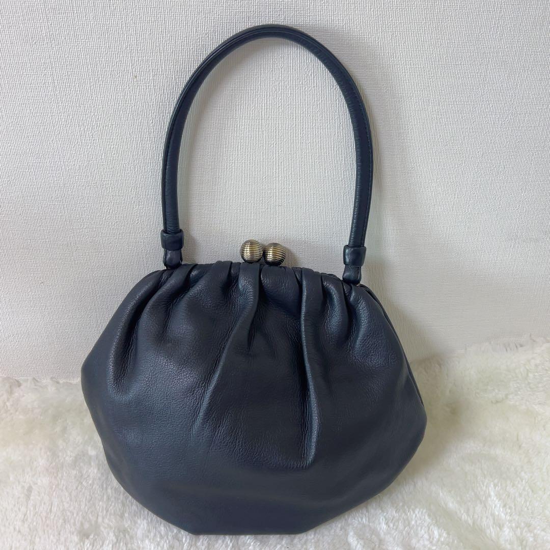 シビラ Sybilla ハンドバッグ がま口 レザー 黒 本革 日本製 美品