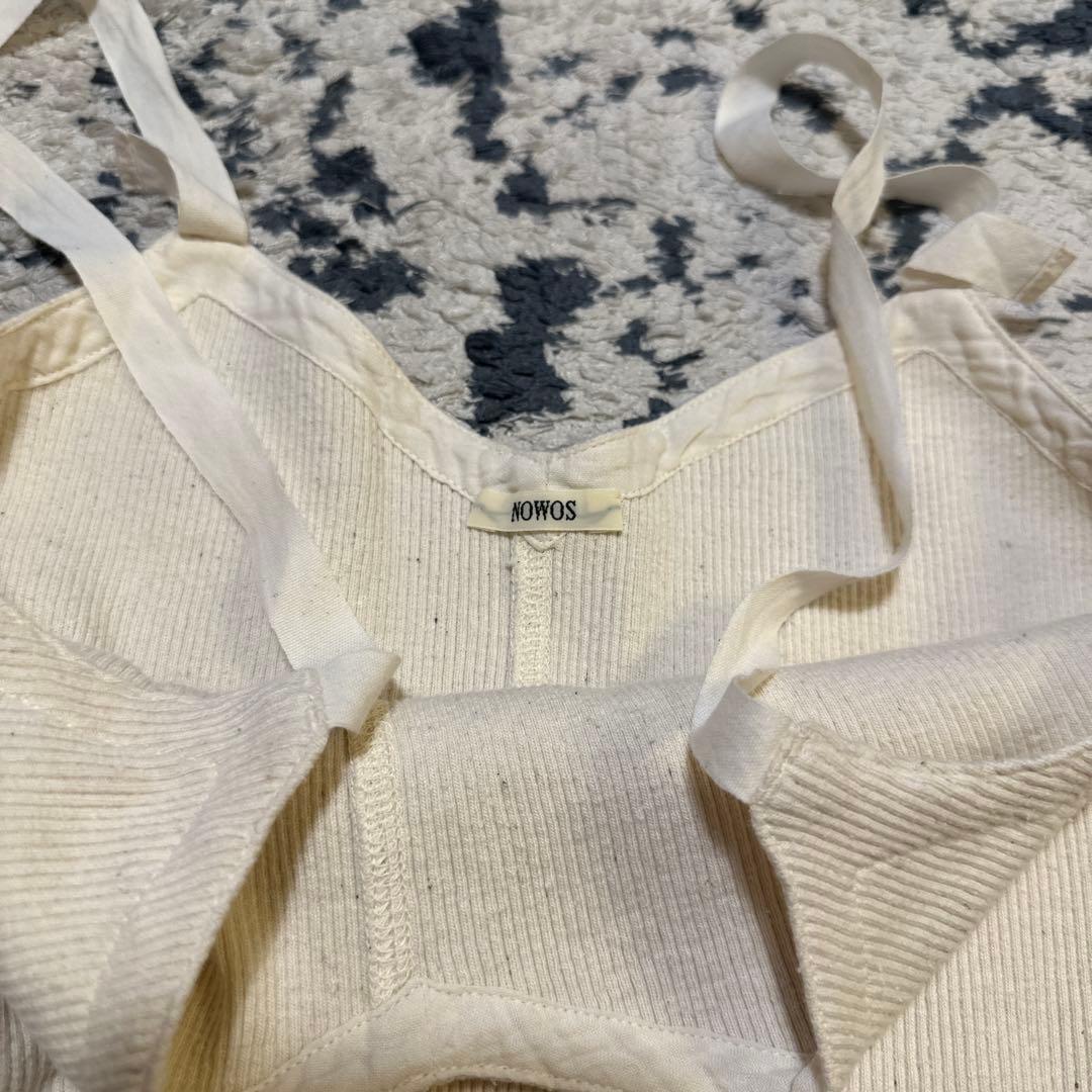 NOWOS オフホワイト リブキャミソール