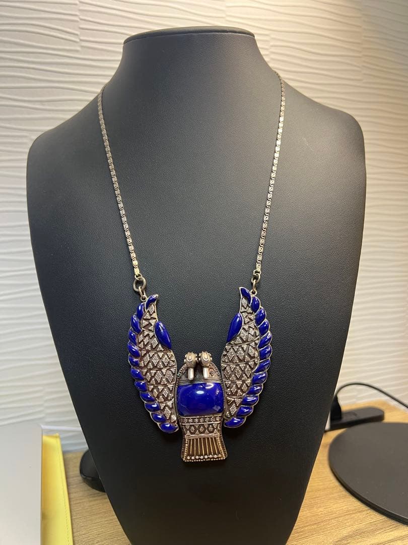 【値下げ】ビンテージシルバーネックレス　青石　59.1g