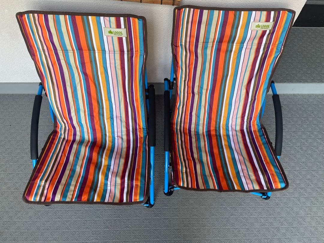 LOGOS あぐらチェア ストライプ 2脚セット