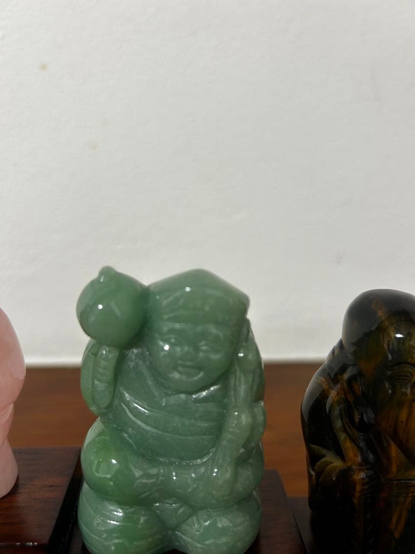 昆*庚様 七福神 天然石置物7体セット　超美品