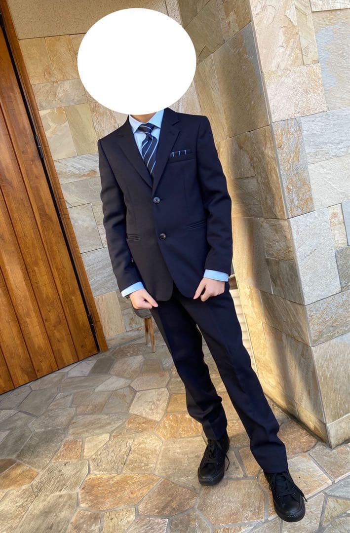 フォーマルスーツ 150cm スーツネイビー ネクタイ付き