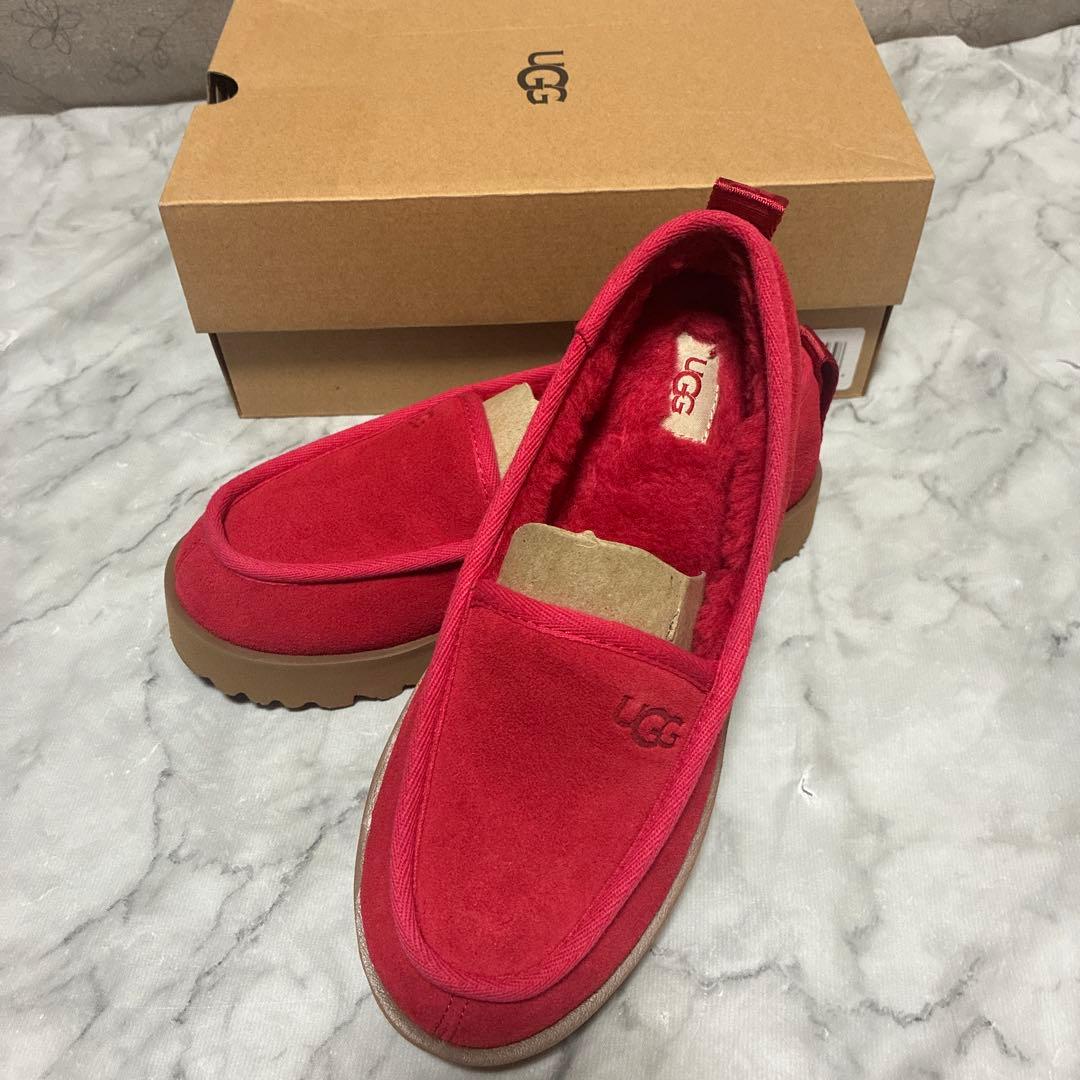 【極美品】UGG アグ モカシン 完売カラーリボンレッド