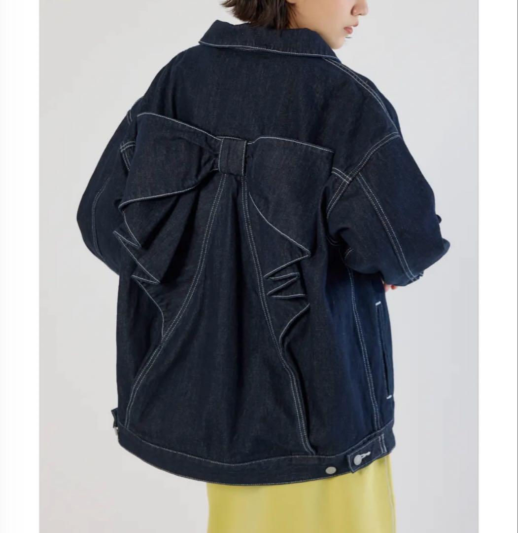 新品 ロデオクラウンズワイドボウル ビッグリボンデニムジャケット ワンウォッシュ
