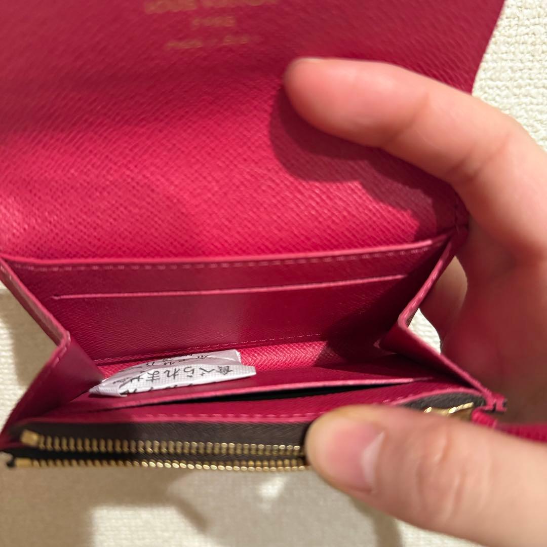 ルイヴィトン ポルトモネロザリ モノグラム 折り財布 フューシャ