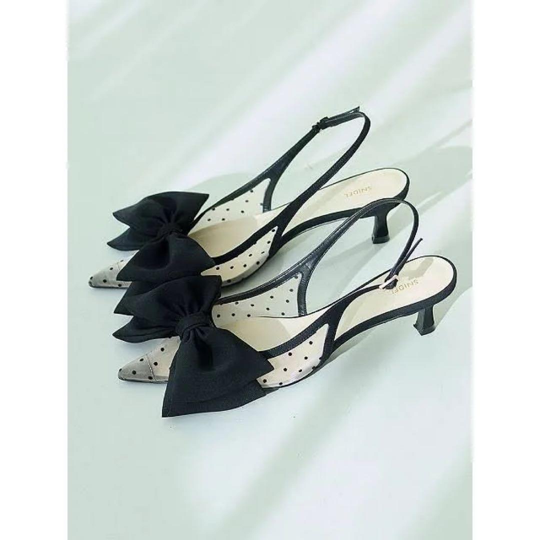 最終値下げ スナイデル ドットメッシュリボンモチーフサンダル レディース