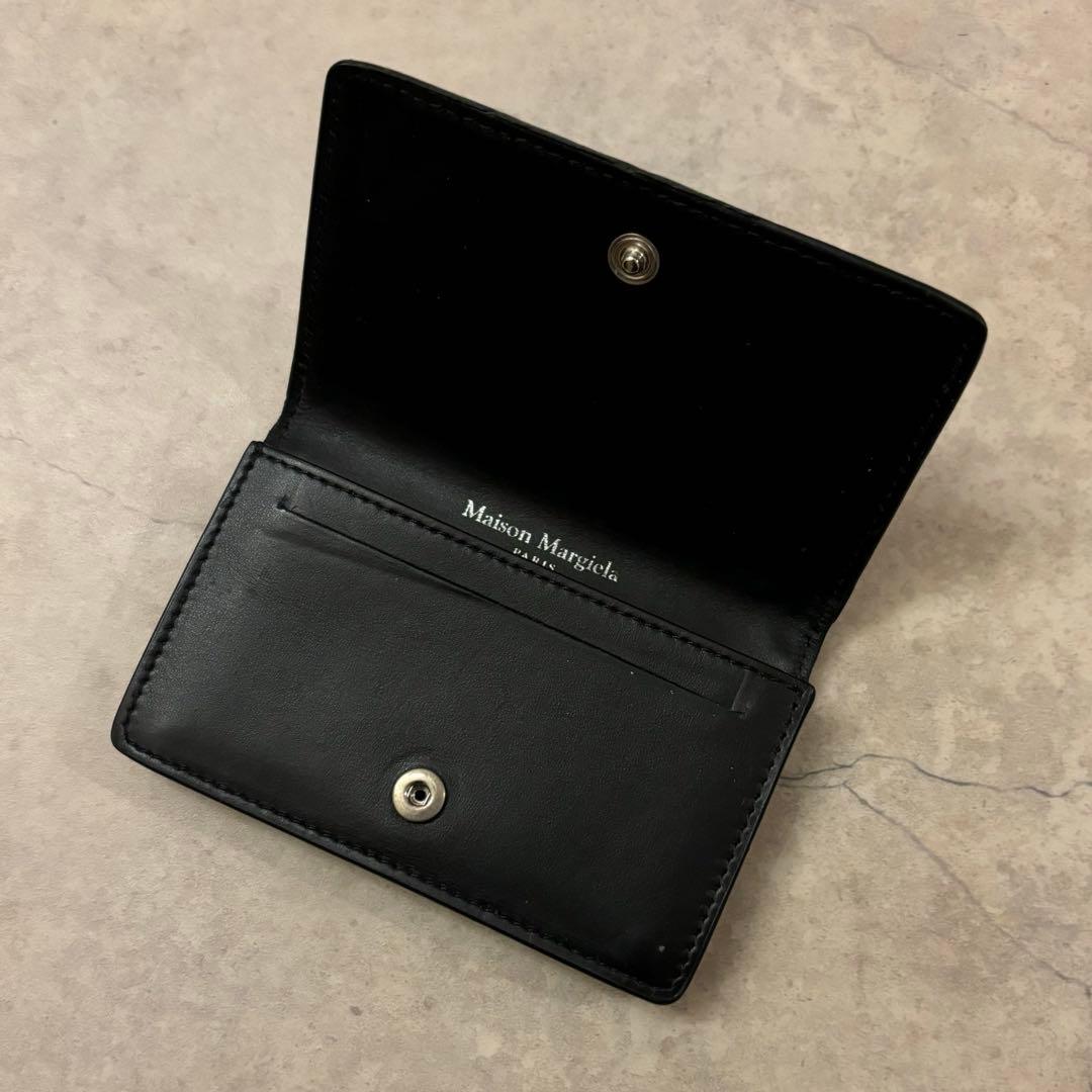 【美品】メゾンマルジェラ 4ステッチ 名刺入れ レザー ブラック　カードケース