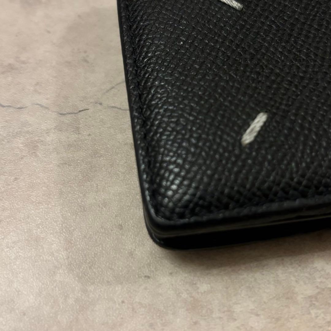 【美品】メゾンマルジェラ 4ステッチ 名刺入れ レザー ブラック　カードケース