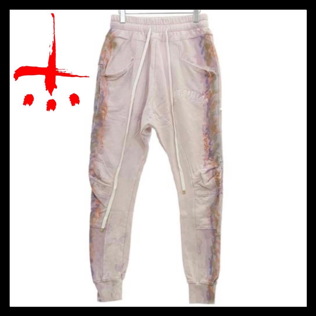 【新品】CVTVLISTカタリスト　ロゴ刺繍ブリーチ加工サルエルスウェットパンツ