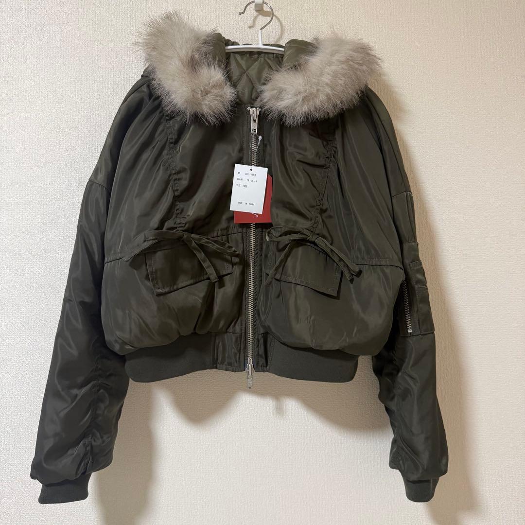 Amlycity ファー付きN2Bジャケット カーキ