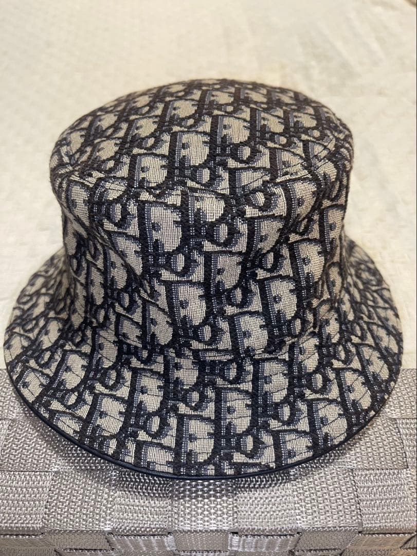 極美品 クリスチャンディオール バケットハット 帽子ネイビー メンズ レディース