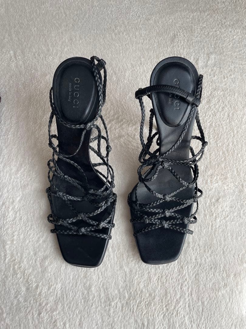 GUCCI ブラック ストラップサンダル 高ヒール 箱付き