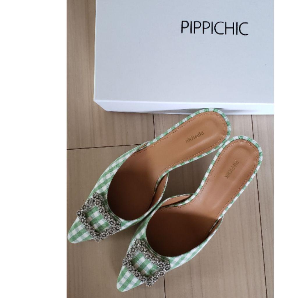 PIPPICHIC グリーンチェック ミュール