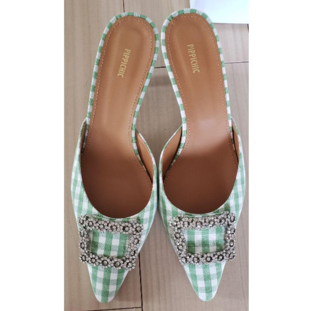 PIPPICHIC グリーンチェック ミュール