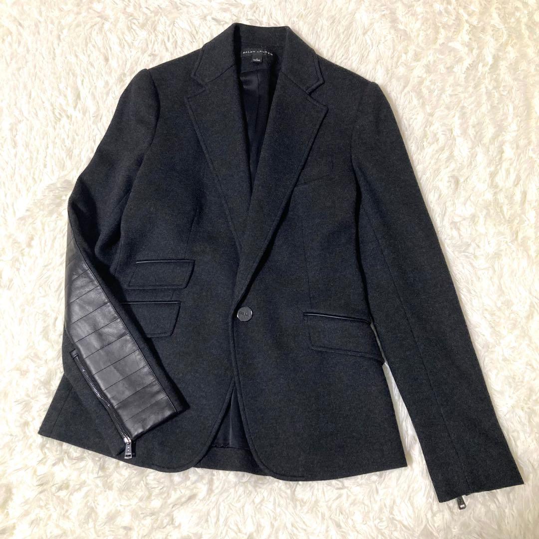 美品✨ラルフローレン テーラードジャケット 袖レザーパッチ ブラック S相当
