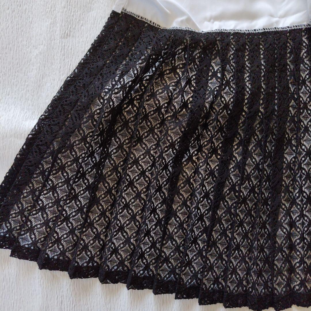 【未使用】黒プリーツレース　裾除　アンティーク着物　MIXコーデ