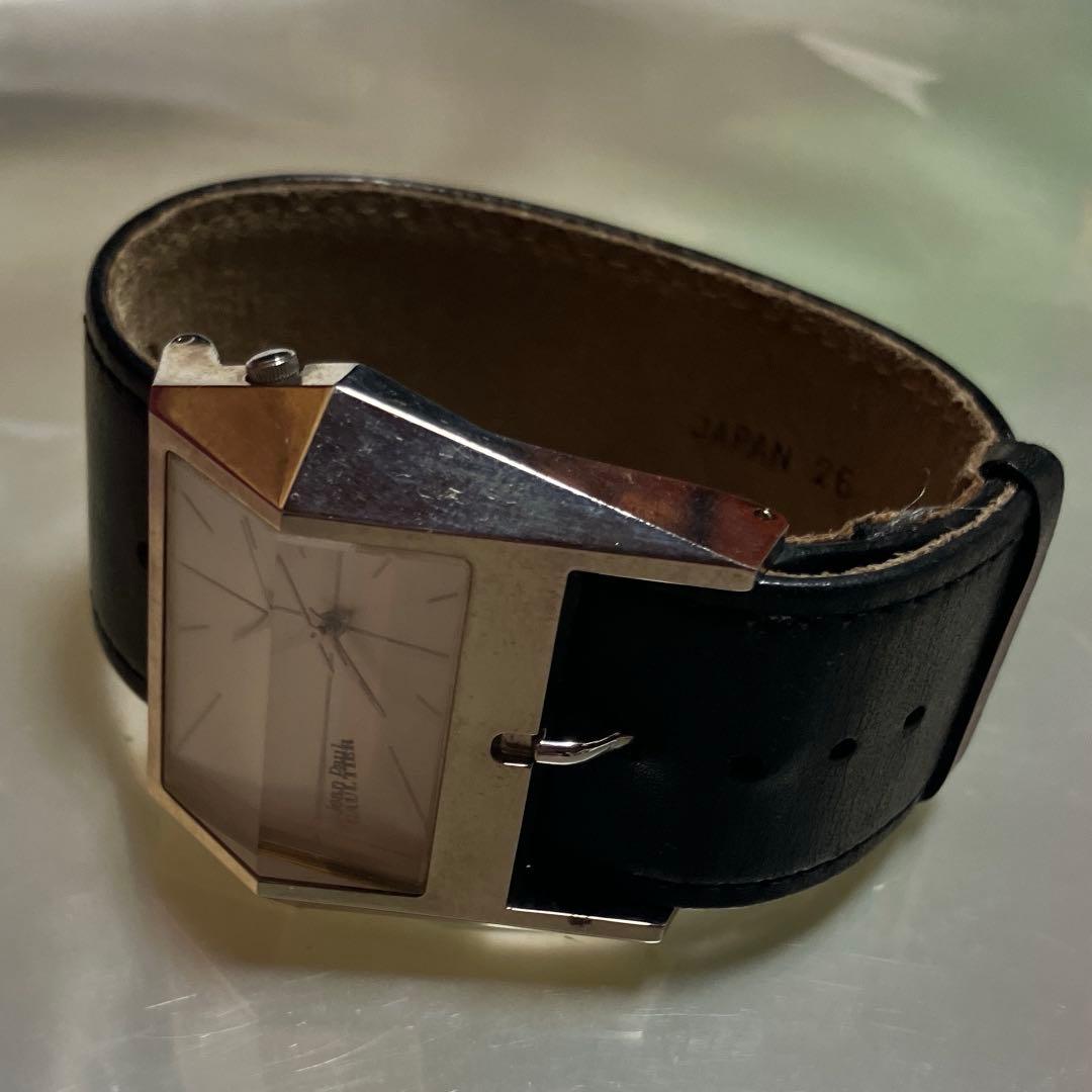 追記⭐️値下⭐️ジャンポールゴルチエ　レザーベルト　デザイン物腕時計　電池切れ