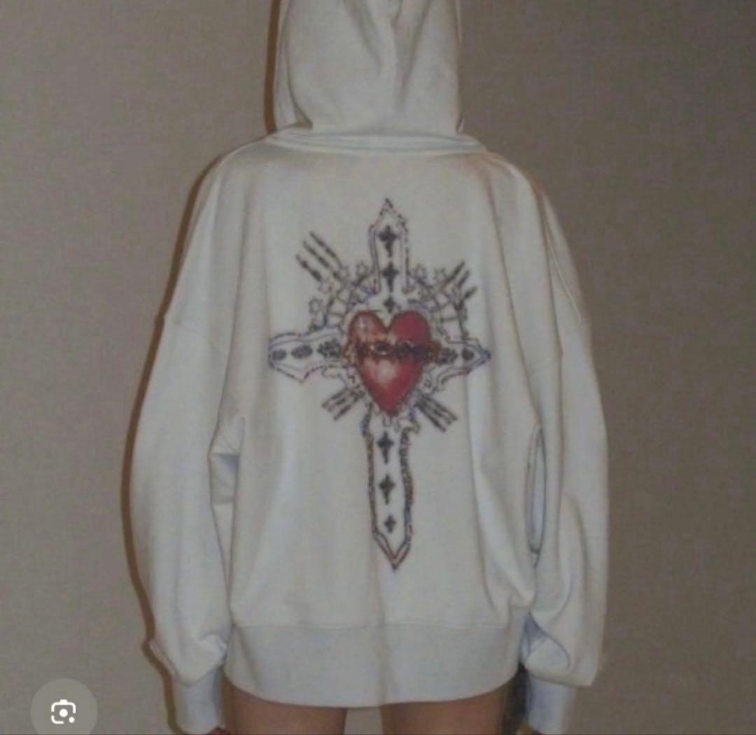 SCULPTOR ハート　パーカー　十字架　M ジップパーカー