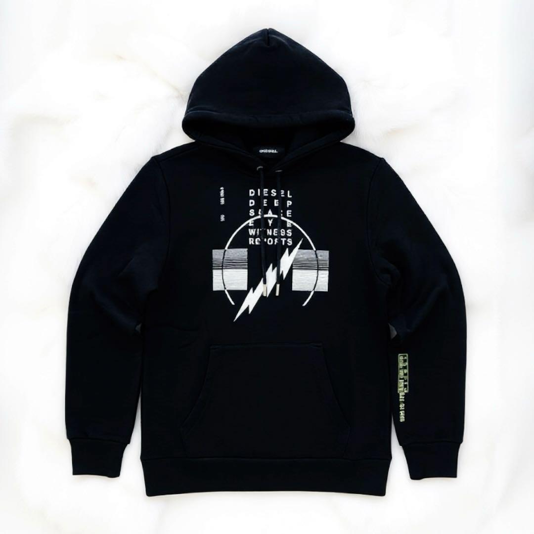 新品【DIESEL】裏起毛ロゴパーカー XS レディースM相当 ブラック