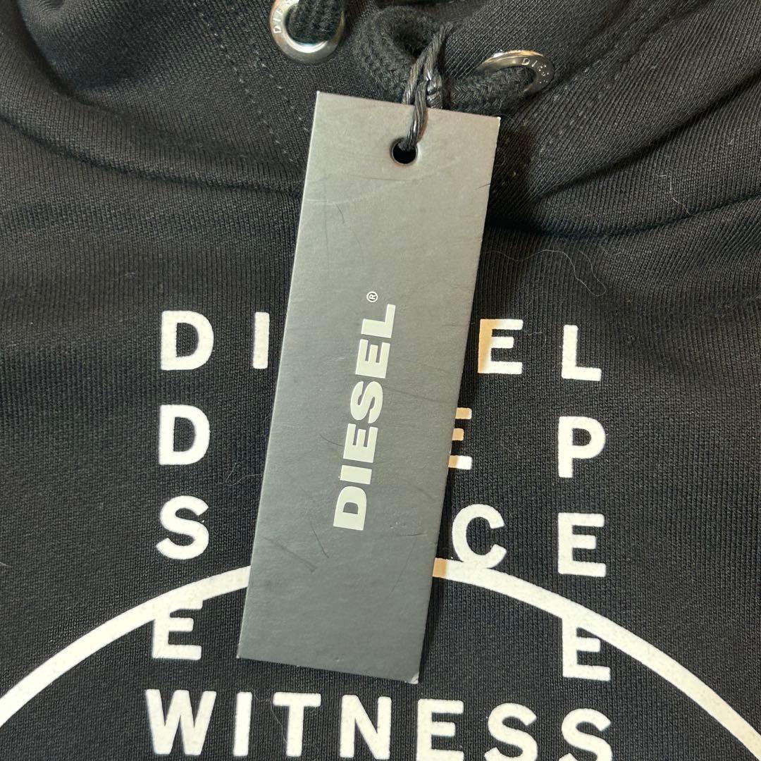 新品【DIESEL】裏起毛ロゴパーカー XS レディースM相当 ブラック