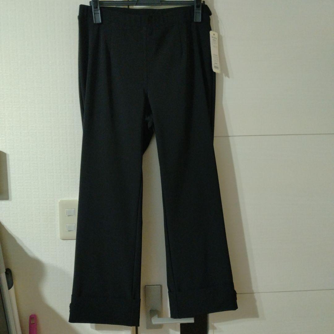 【新品】スーパービューティービジュー付きダブルデザインストレッチ素材パンツ44