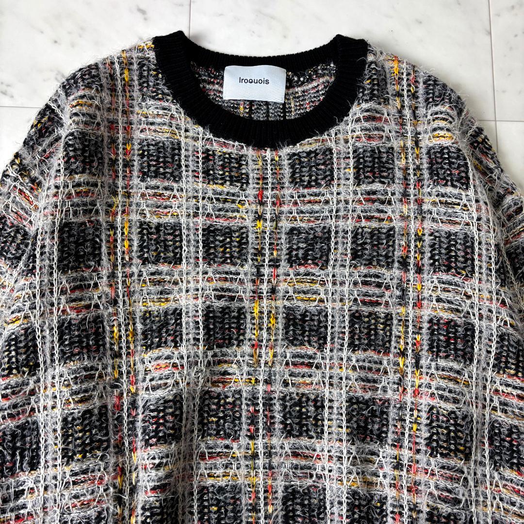 イロコイ Iroquois ニット M スラブ チェック マルチカラー セーター