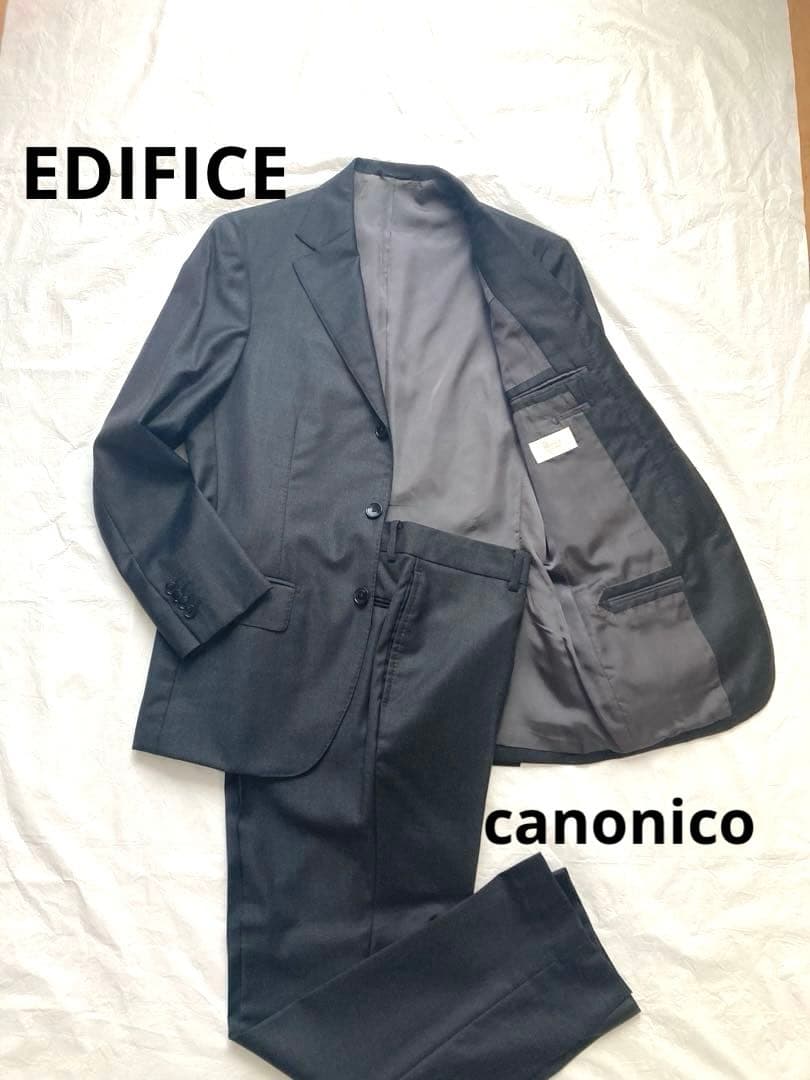 エディフィス　ダークグレー　ビジネス　スーツセットアップ　カノニコ　44