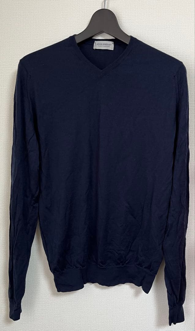 【美品】JOHN SMEDLEY GENOA Vネック　L MIDNIGHT