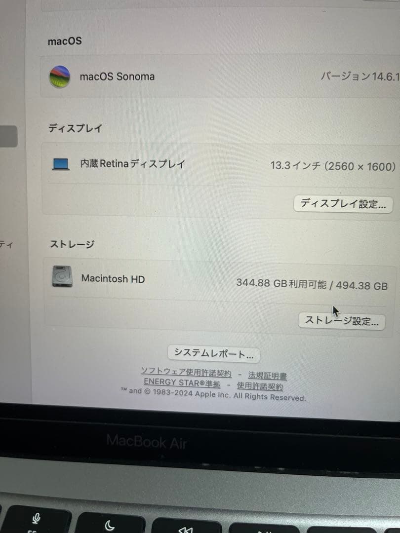 【おさかなチンパンジー】MacBookAirシルバー M1 2020 本体