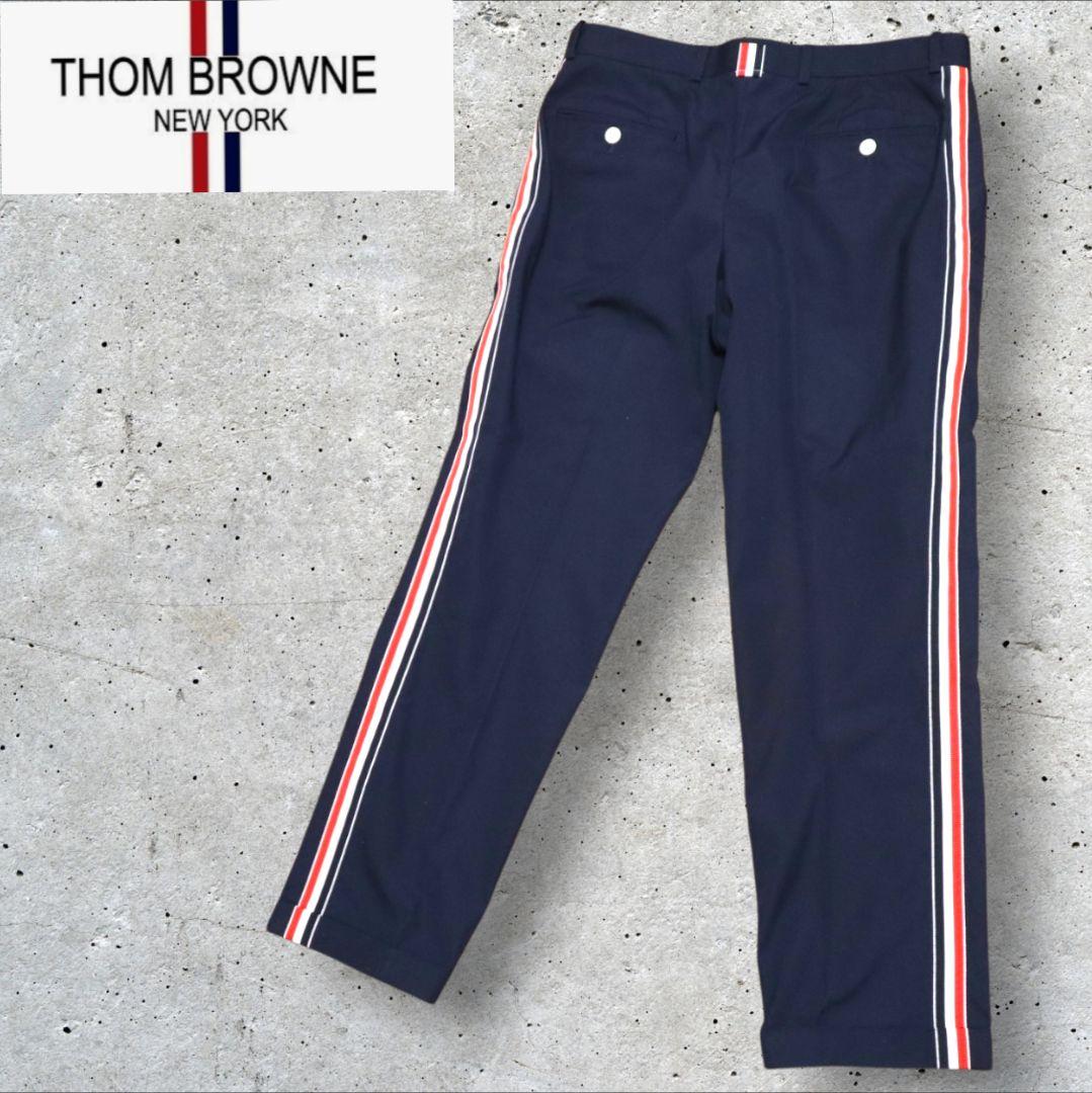 未使用　THOM BROWNE パンツ チノ トリコロール ネイビー　スラックス