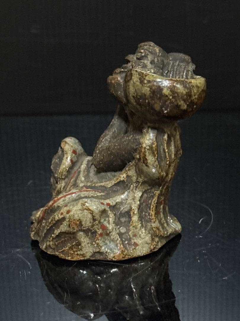 平安 名人 村田永翁 造 彩色羅漢図 香立 置物