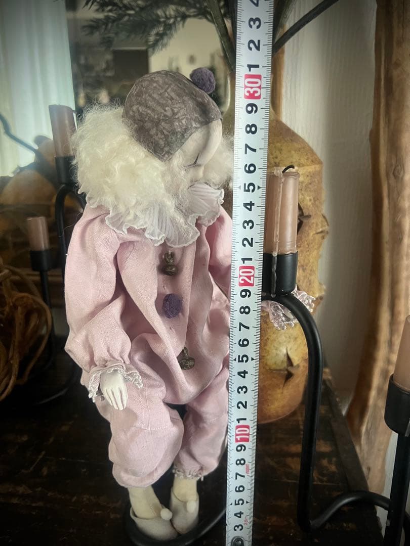 人形 ピンクの布製ピエロ人形