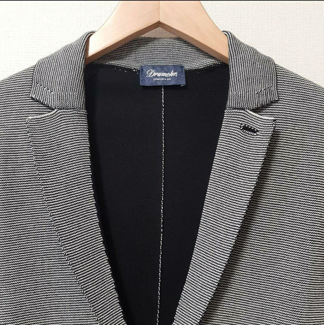 【新品未使用】Drumohr ドルモア コットンニットジャケット 44 黒×白