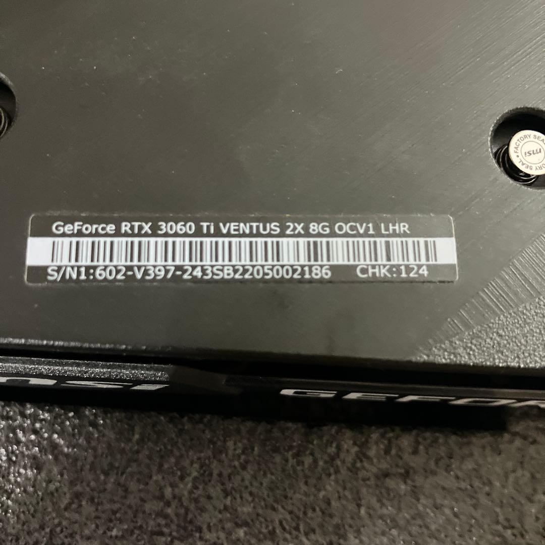 【使用感少】RTX3060Ti msi 動作確認済み