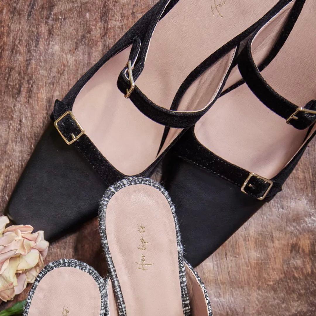 Herlipto Mademoiselle Mules ブラック37 小嶋陽菜