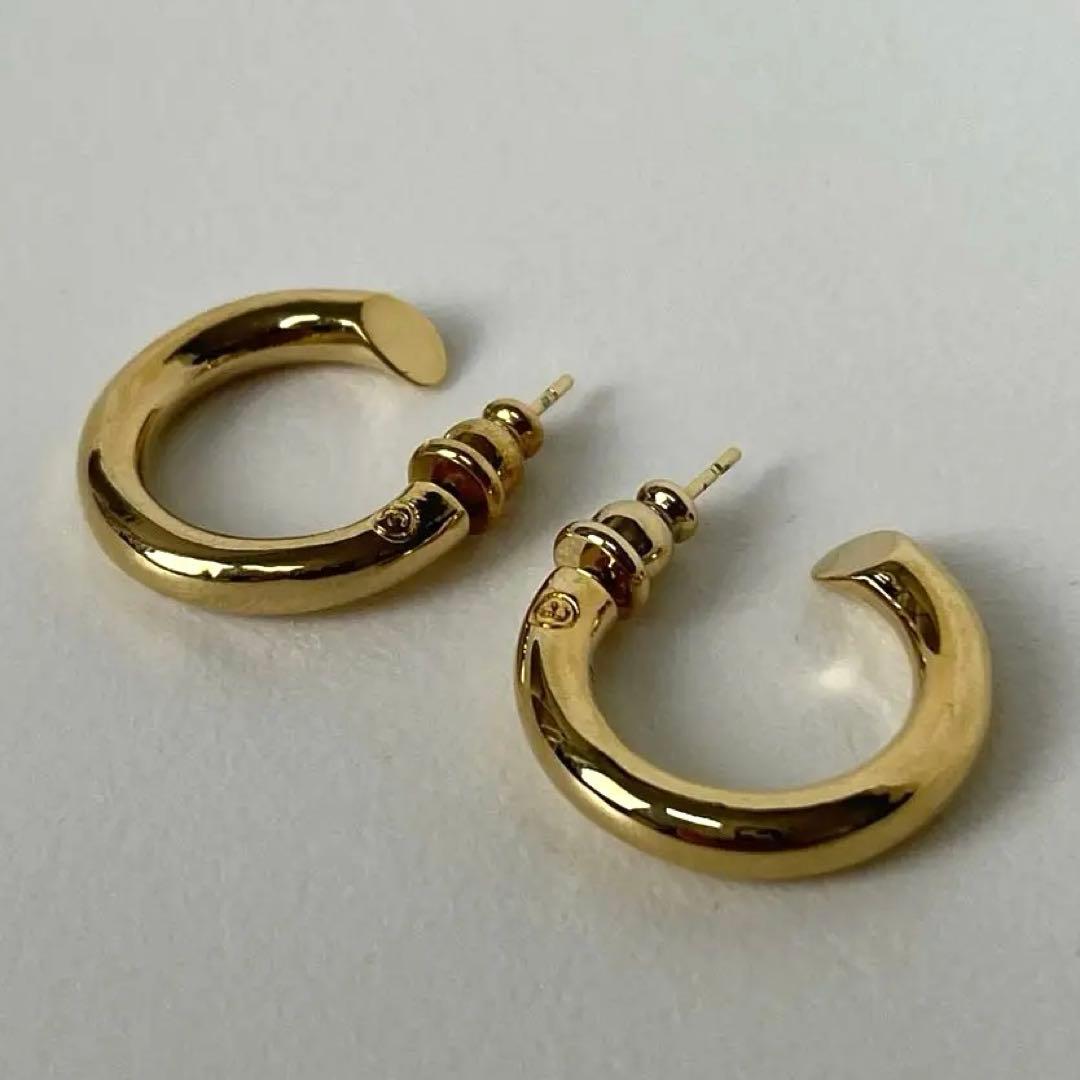 フープスタッドピアス ゴールド 2点 セット 23D 4.0φ SV刻印