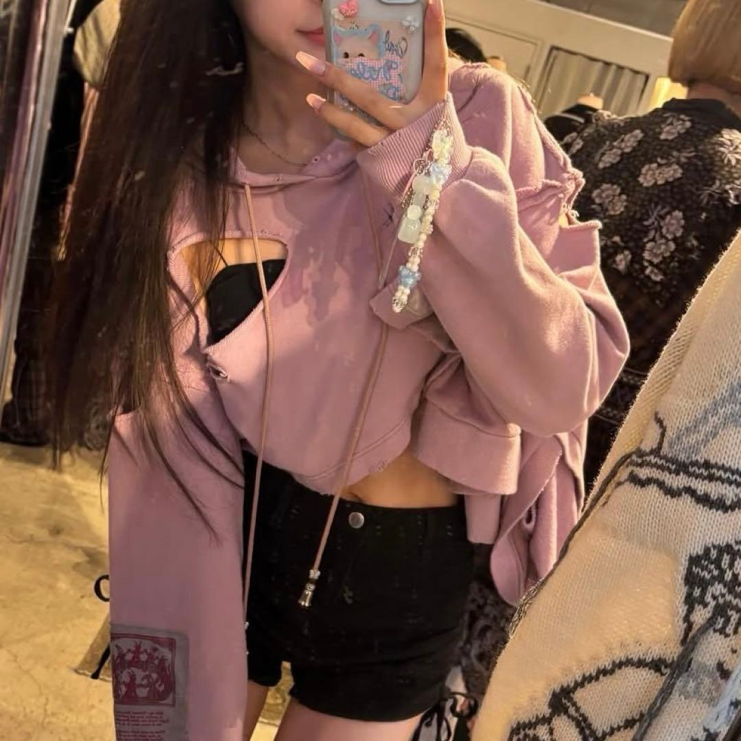 今季rurumu:/collage printed layered hoodie