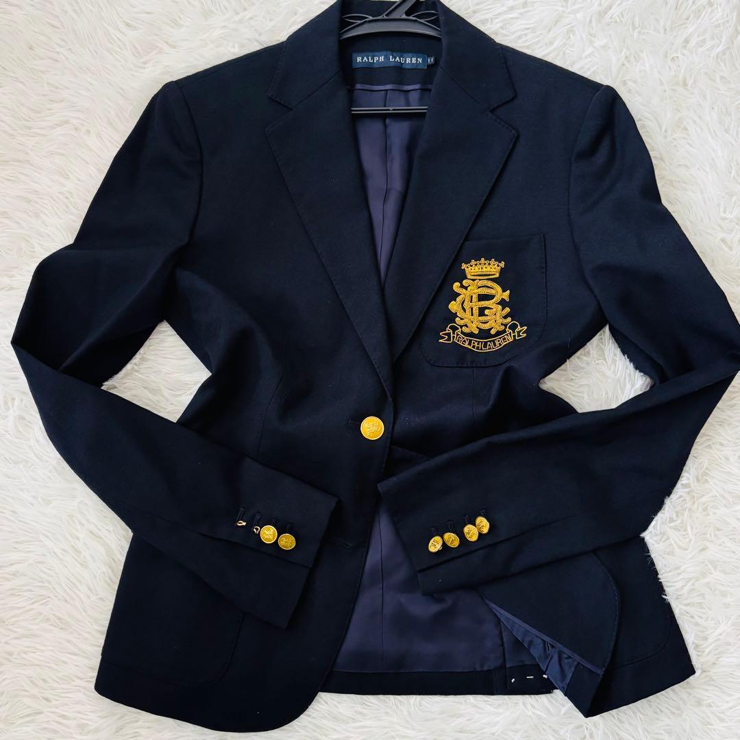 美品✨ラルフローレン 紺ブレザー エンブレム RLロゴ 金ボタン11号